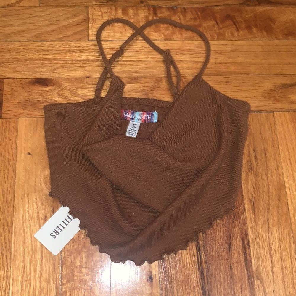 Urban Outfitters ruffle top XS Extra Small Brown